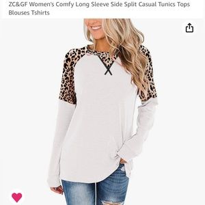 🔥Used ZC& GF Cream/White Long Sleeve Cheetah pattern Shirt-size xl